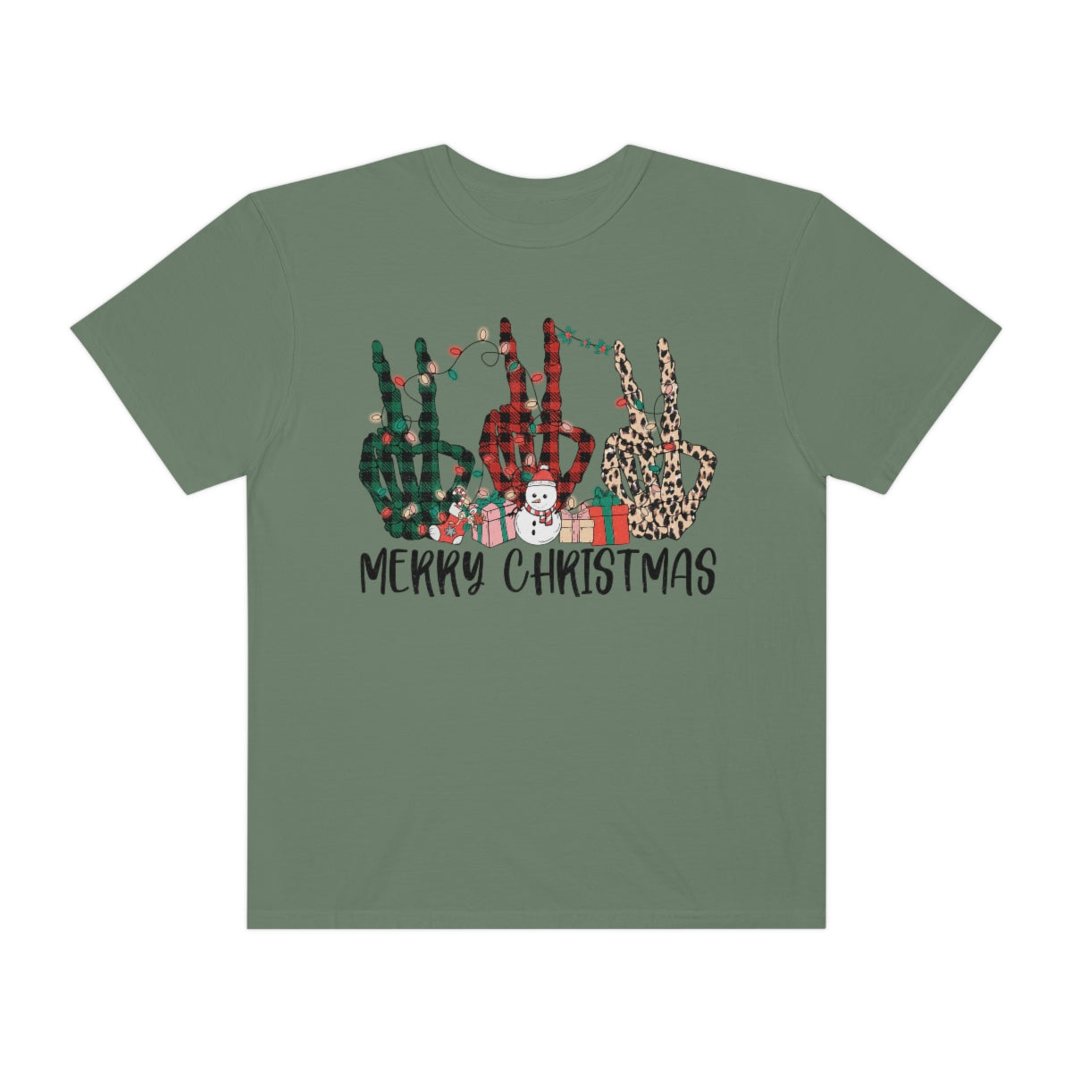 Triple Peace Sign Skeleton Merry Christmas Holiday Tshirt