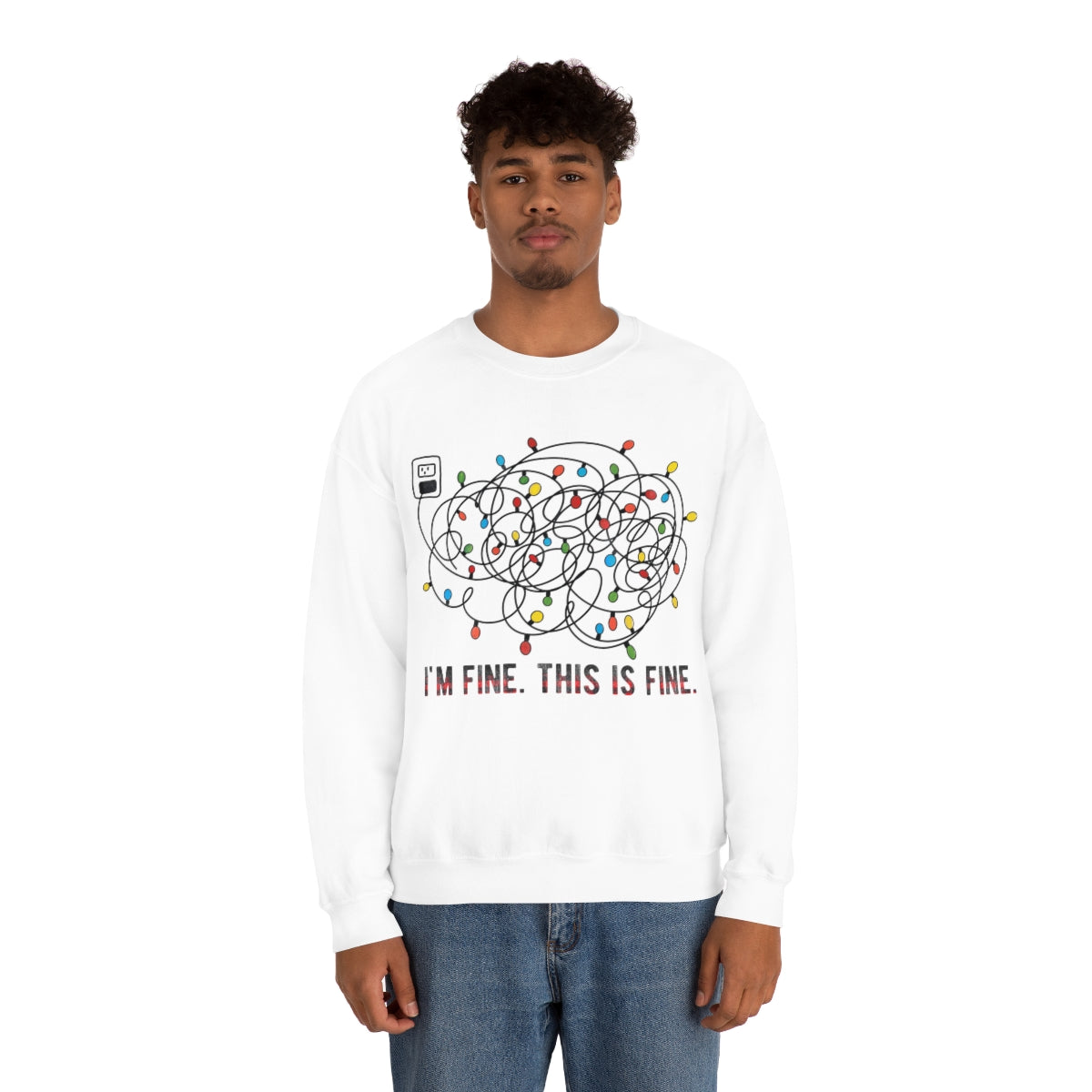 It's Fine, This is Fine Christmas Lights Sweatshirt