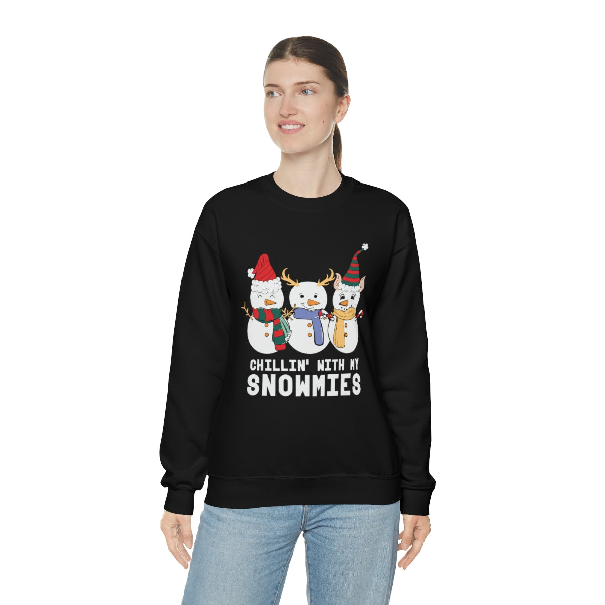 Chillin With My Snowmies Cute Snowman Christmas Sweatshirt