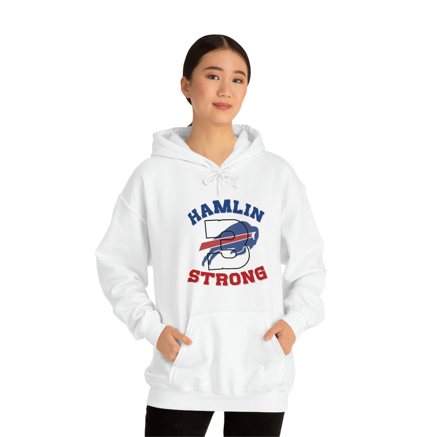 Hamlin Strong #3 Damar Hamlin Support Buffalo Bills Logo Hooded Sweatshirt