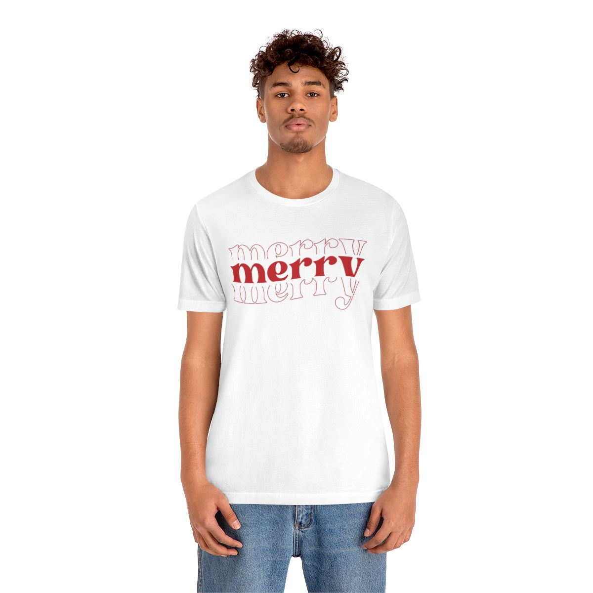 Merry Merry Merry Red Cute Christmas Holiday Tshirt