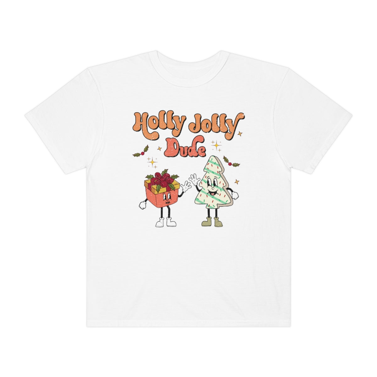 Holly Jolly Dude Retro Christmas Tshirt