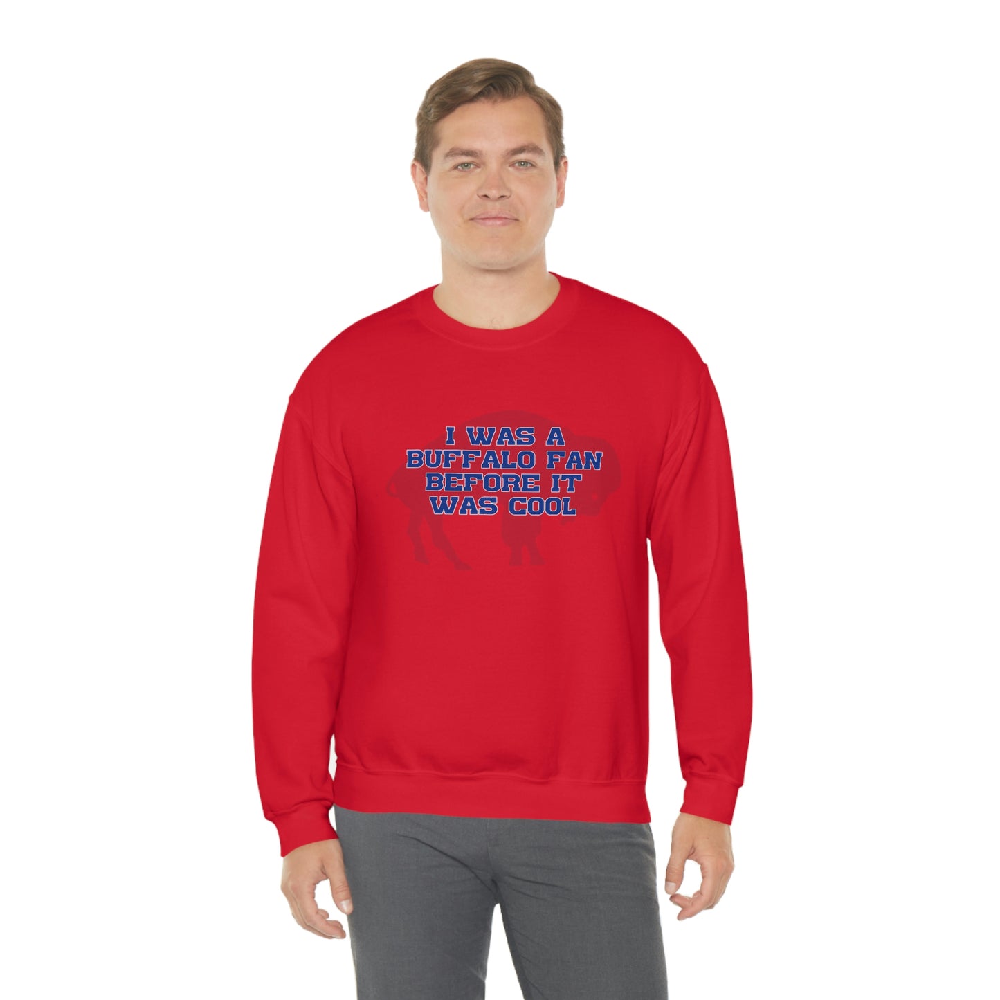 I Was a Buffalo Fan Before it was Cool Retro Red Logo Bills Mafia Football Crewneck Sweatshirt