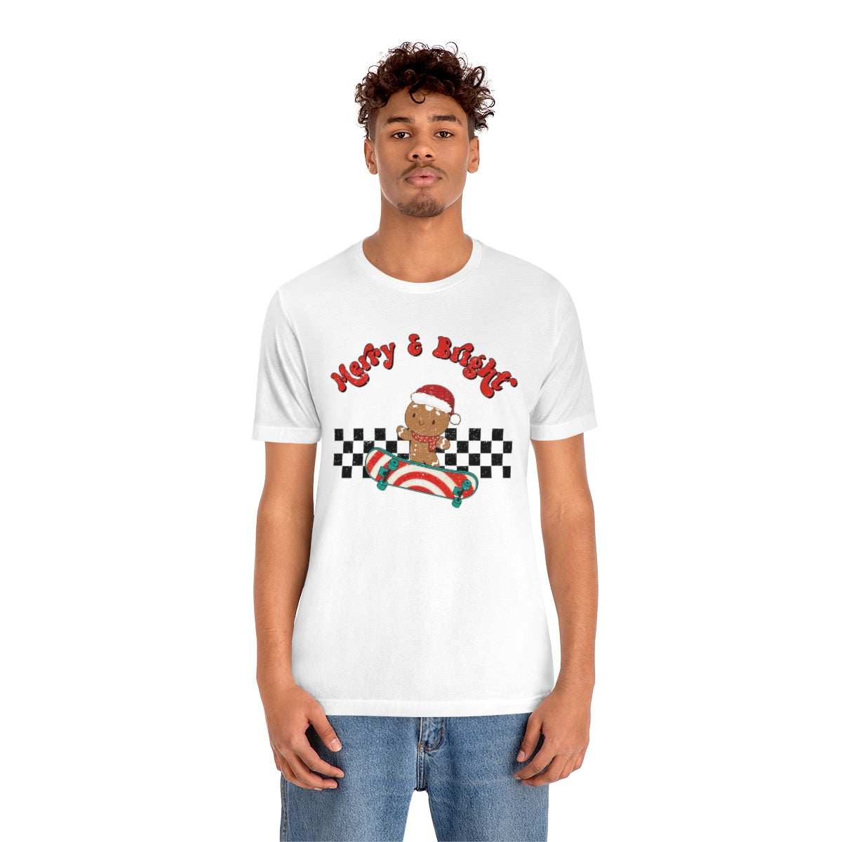 Merry & Bright Skating Gingerbread Christmas Tshirt