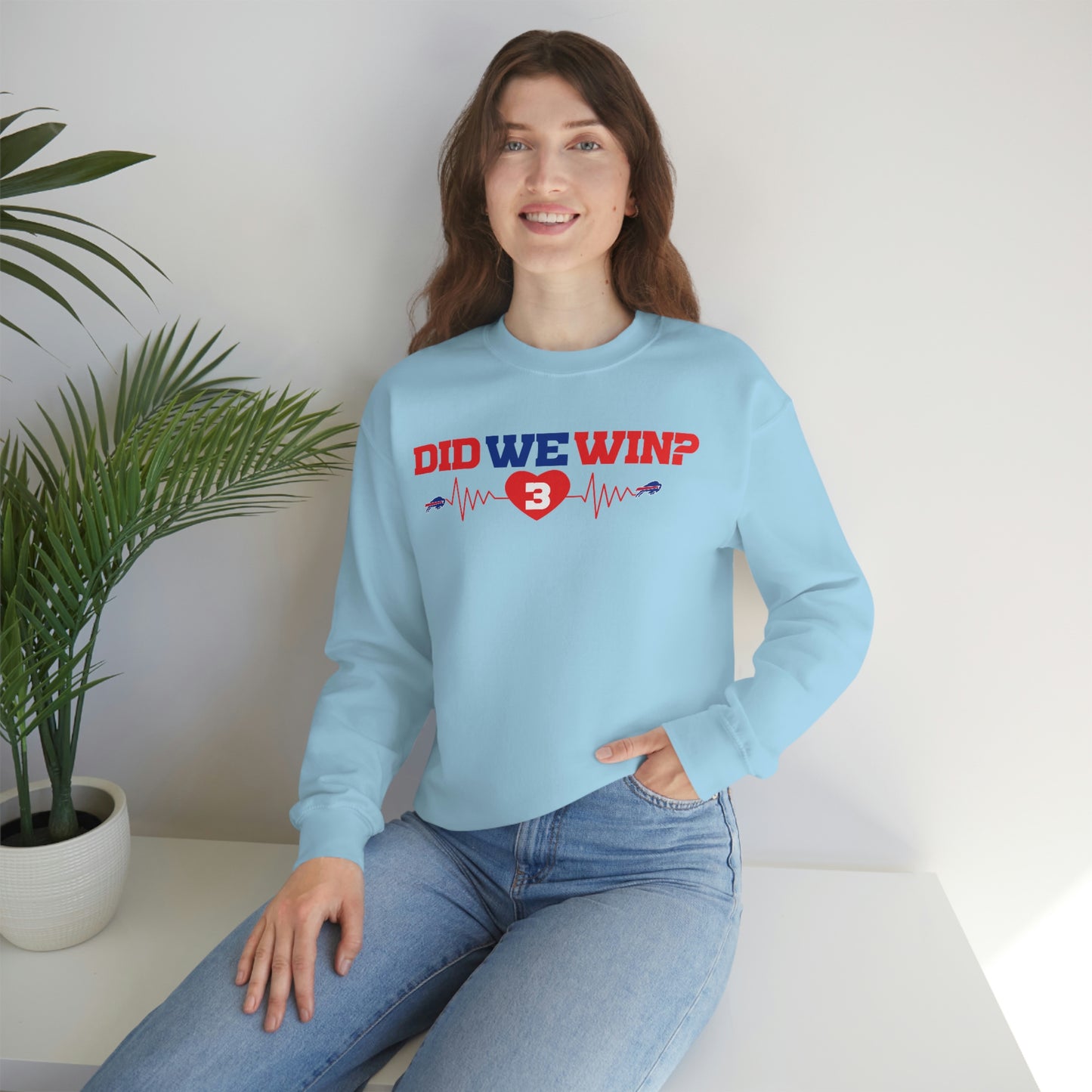 Did We Win? Heartbeat #3 Damar Hamlin Buffalo Bills Logo Crewneck Sweatshirt