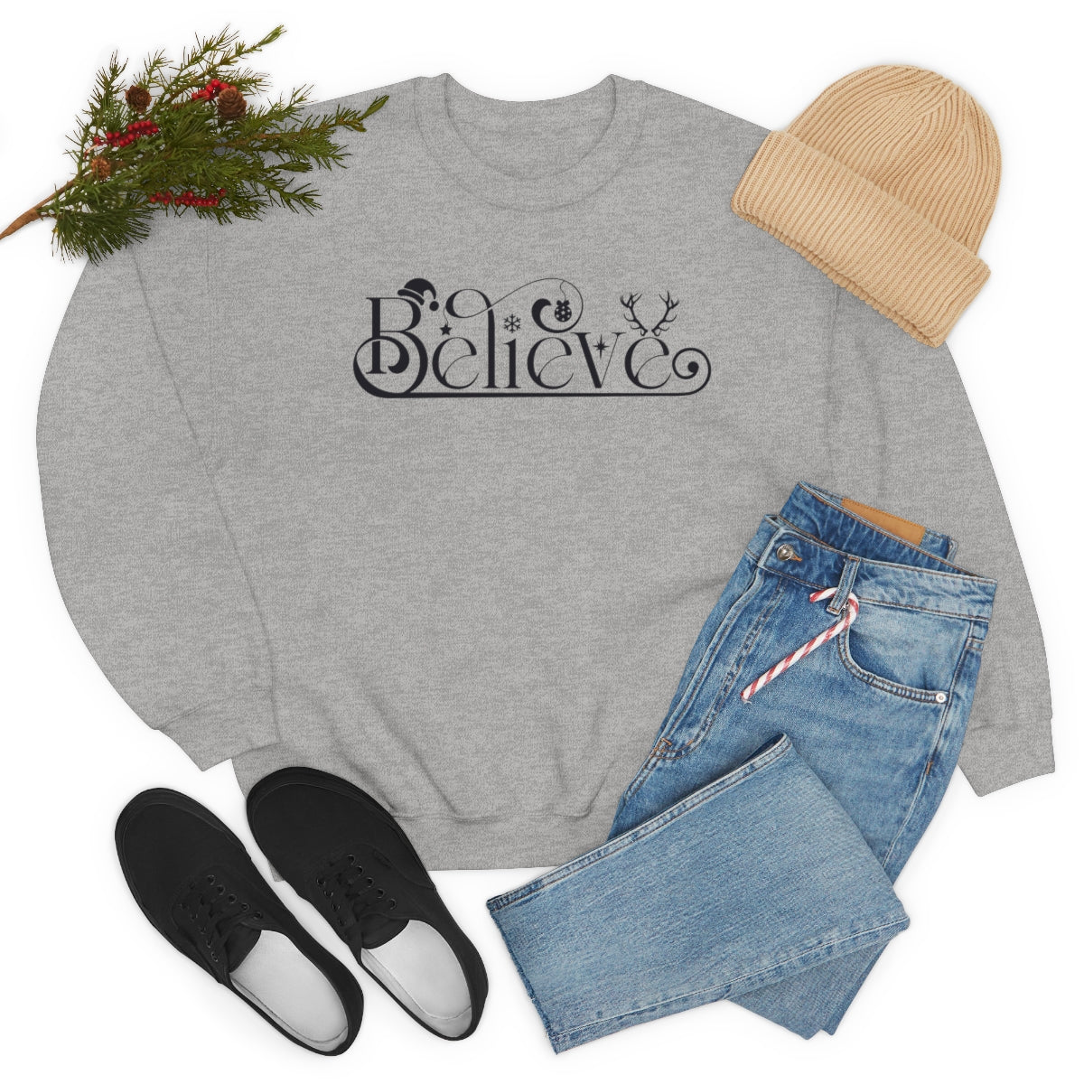 Believe Christmas Magic Holiday Xmas Sweatshirt