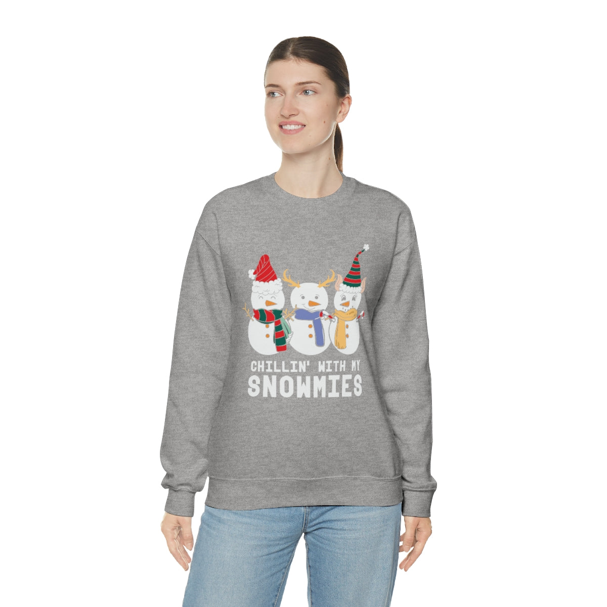 Chillin With My Snowmies Cute Snowman Christmas Sweatshirt