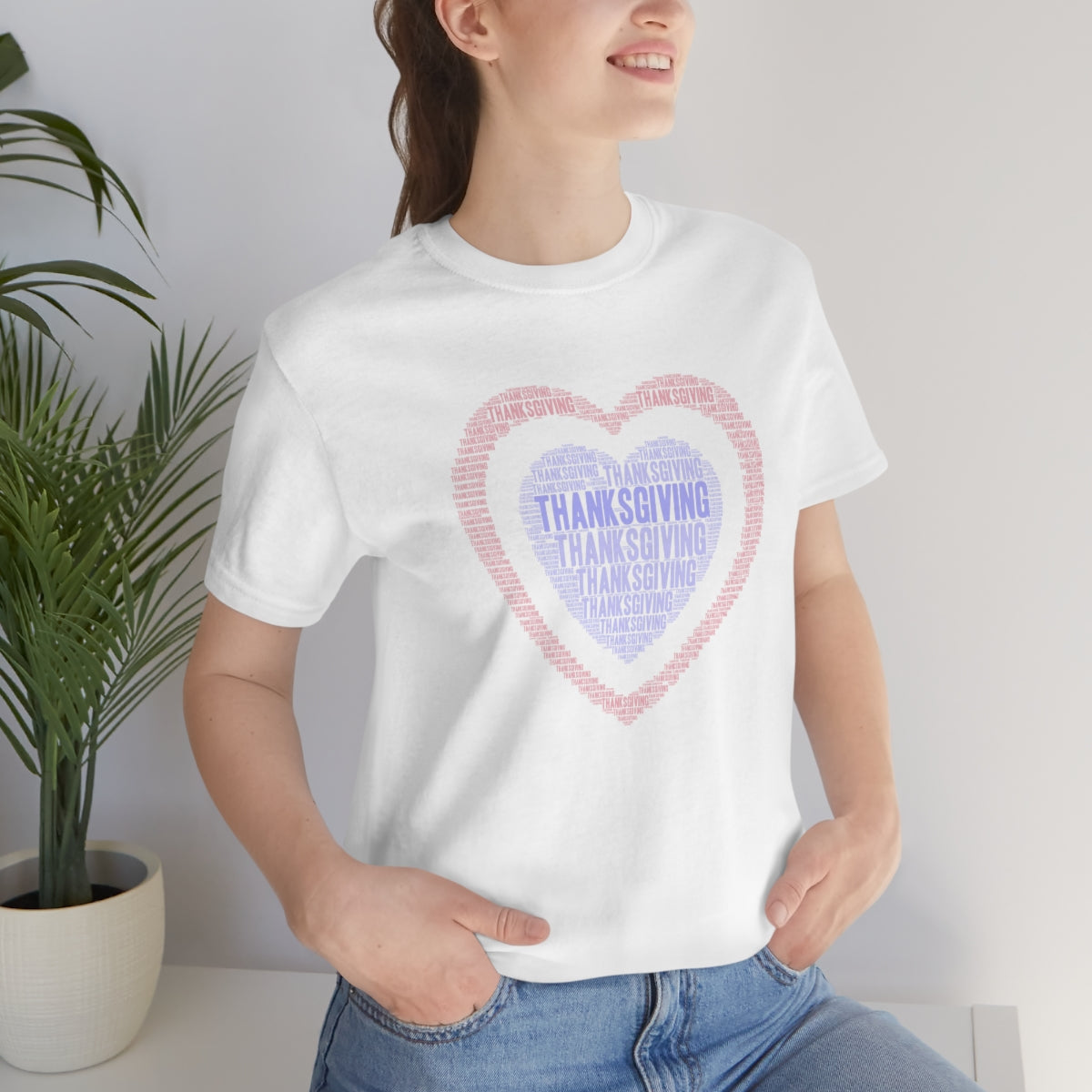 Cute Heart Thanksgiving Tshirt Design | Thanksgiving TShirt | Thanksgiving T-Shirt | Thanksgiving Teeshirt Design on Unisex Jersey Short Sleeve Tee