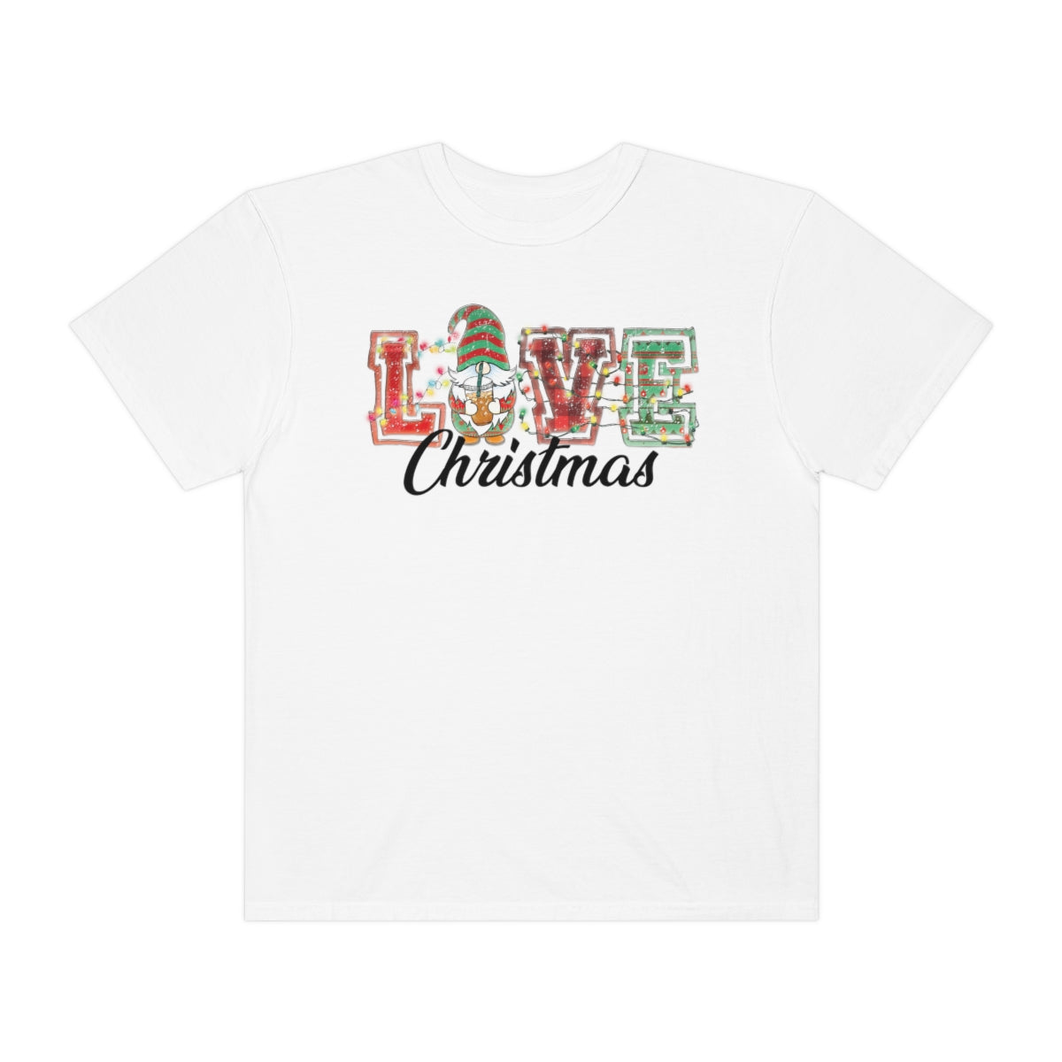 Love Christmas Cute Gnome Lights Christmas Tshirt