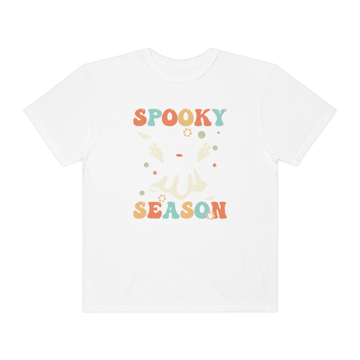 Spooky Season Halloween with Checkerboard Cute Retro Design, Halloween Tshirt, Funny Tshirt Design on Unisex Garment-Dyed T-shirt