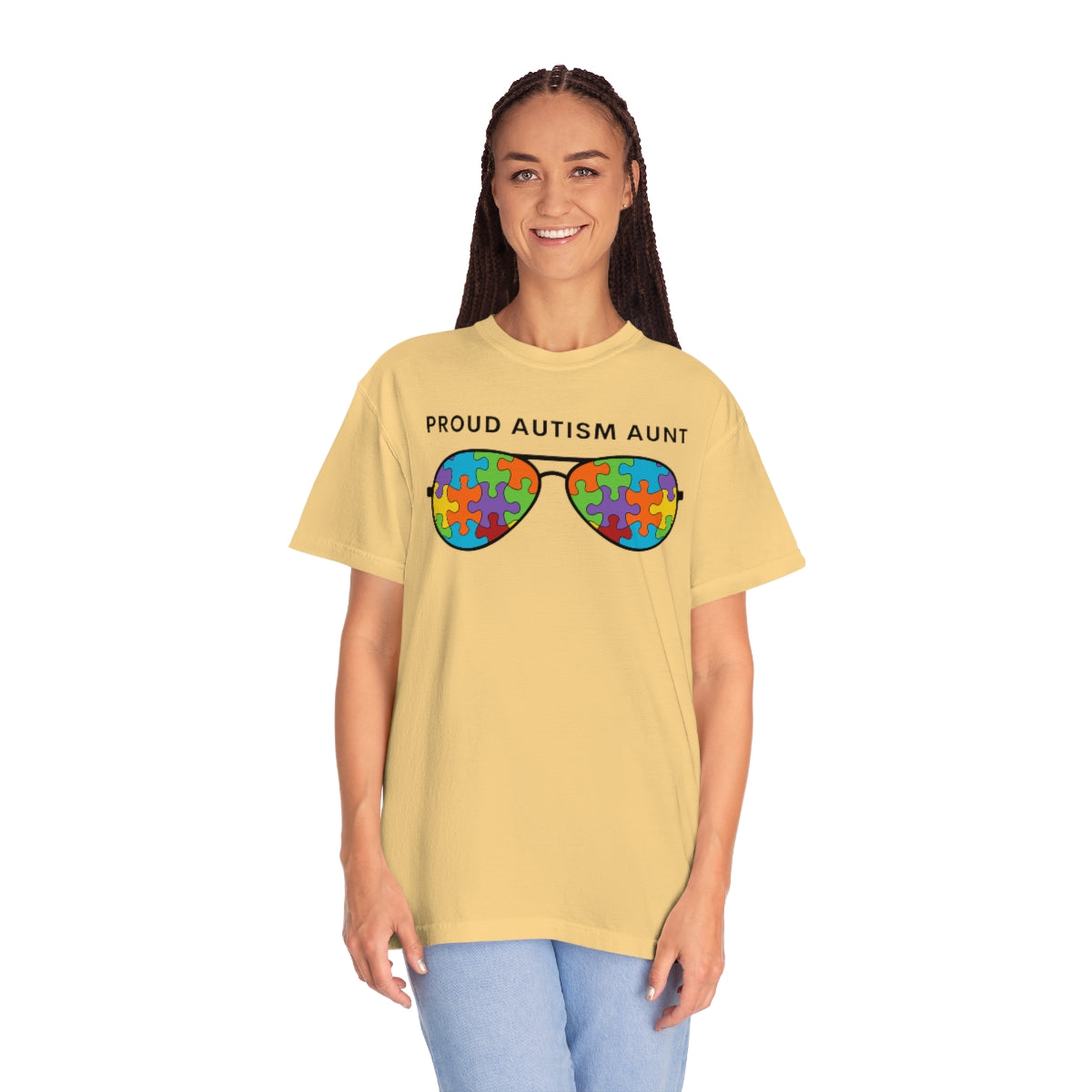 Proud Autism Aunt Sunglasses Puzzle Pieces Autism Awareness Tshirt