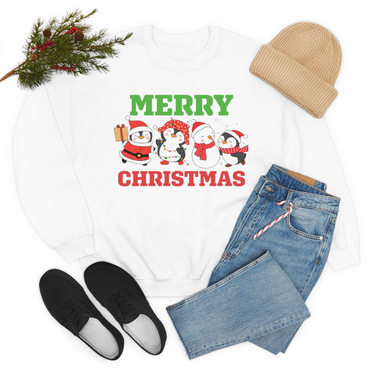 Merry Christmas Cute Penguins Xmas Holiday Sweatshirt