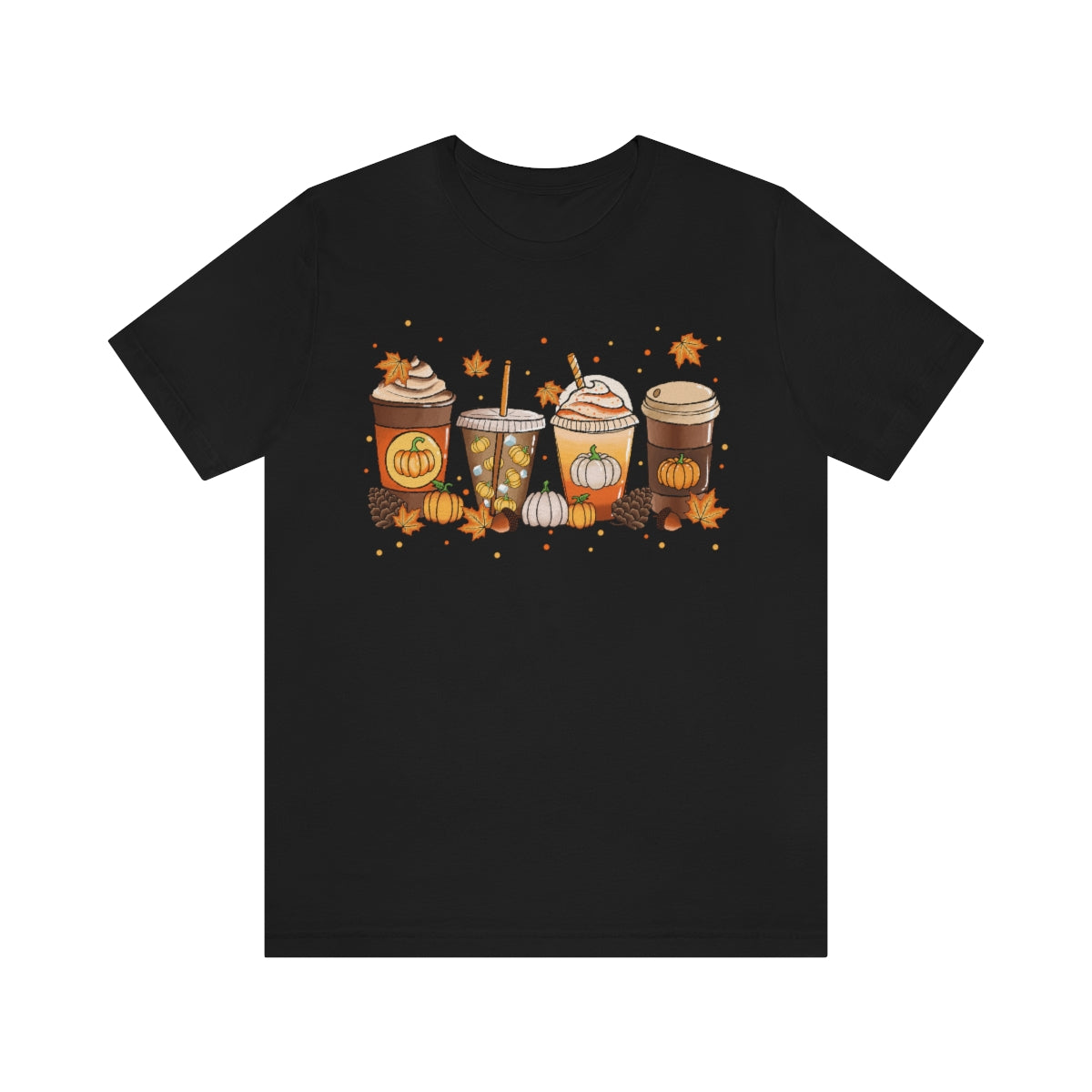 Fall Coffee Shirt Pumpkin Spice Coffee Design Short Sleeve Tshirt