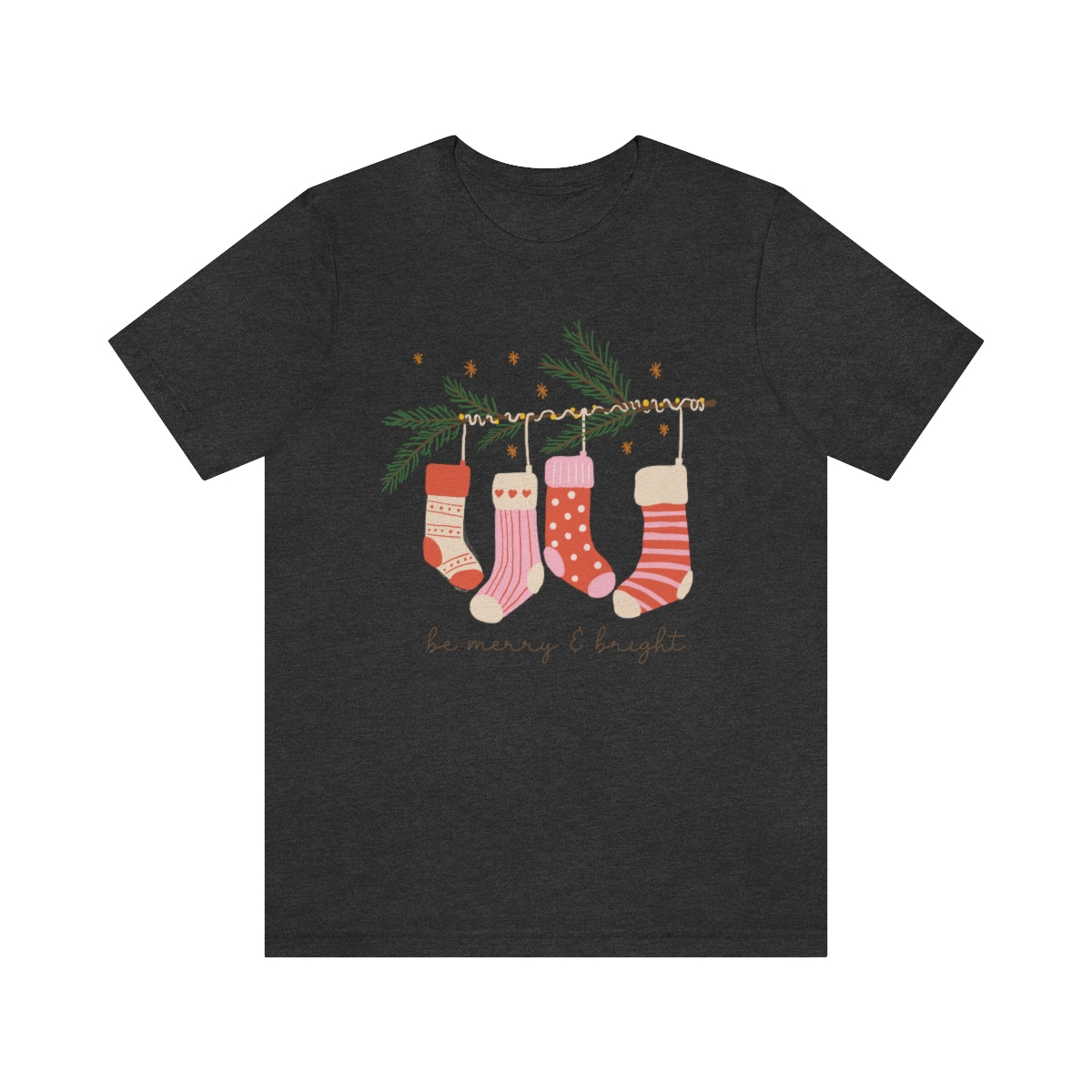 Be Merry & Bright Stockings Christmas Tshirt