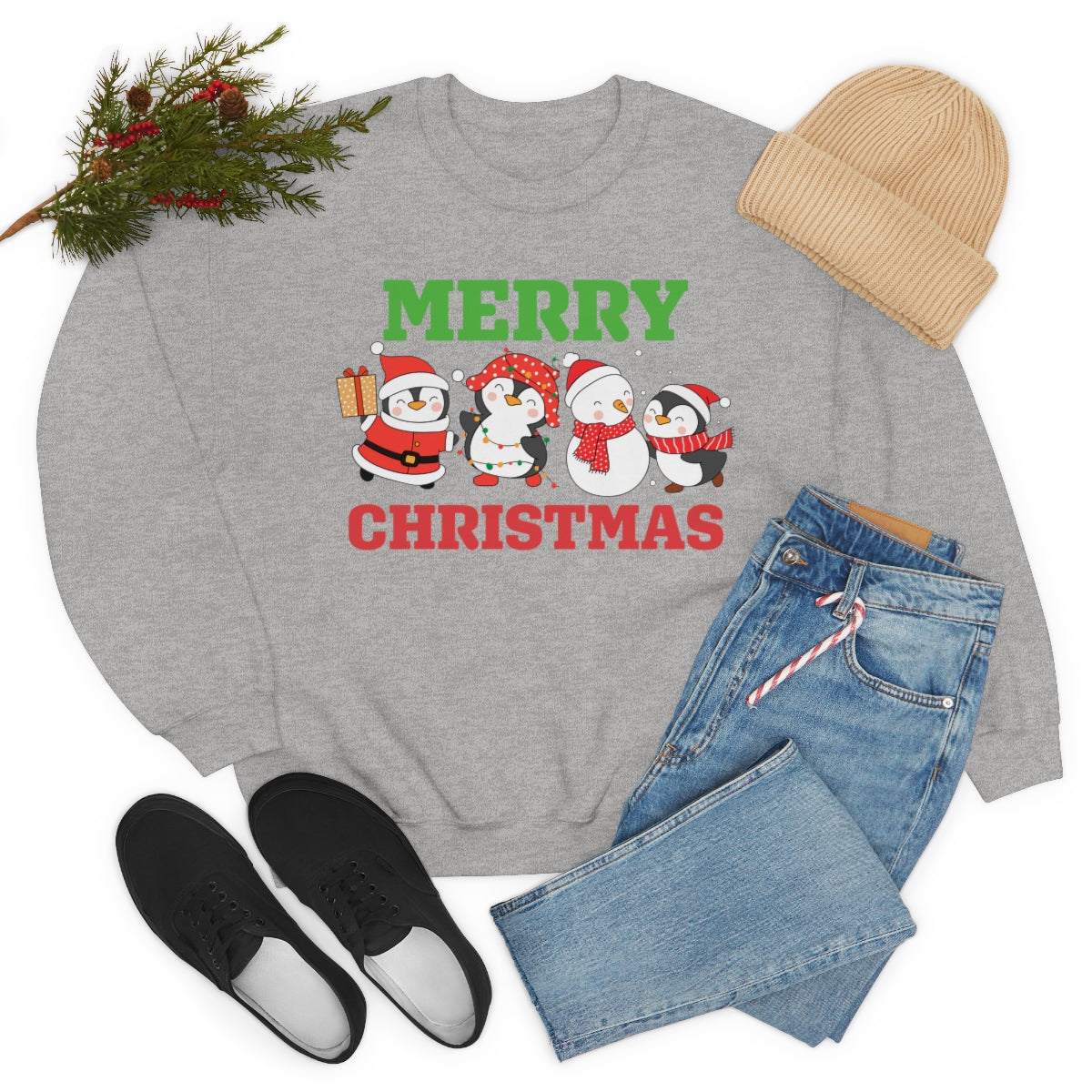 Merry Christmas Cute Penguins Xmas Holiday Sweatshirt