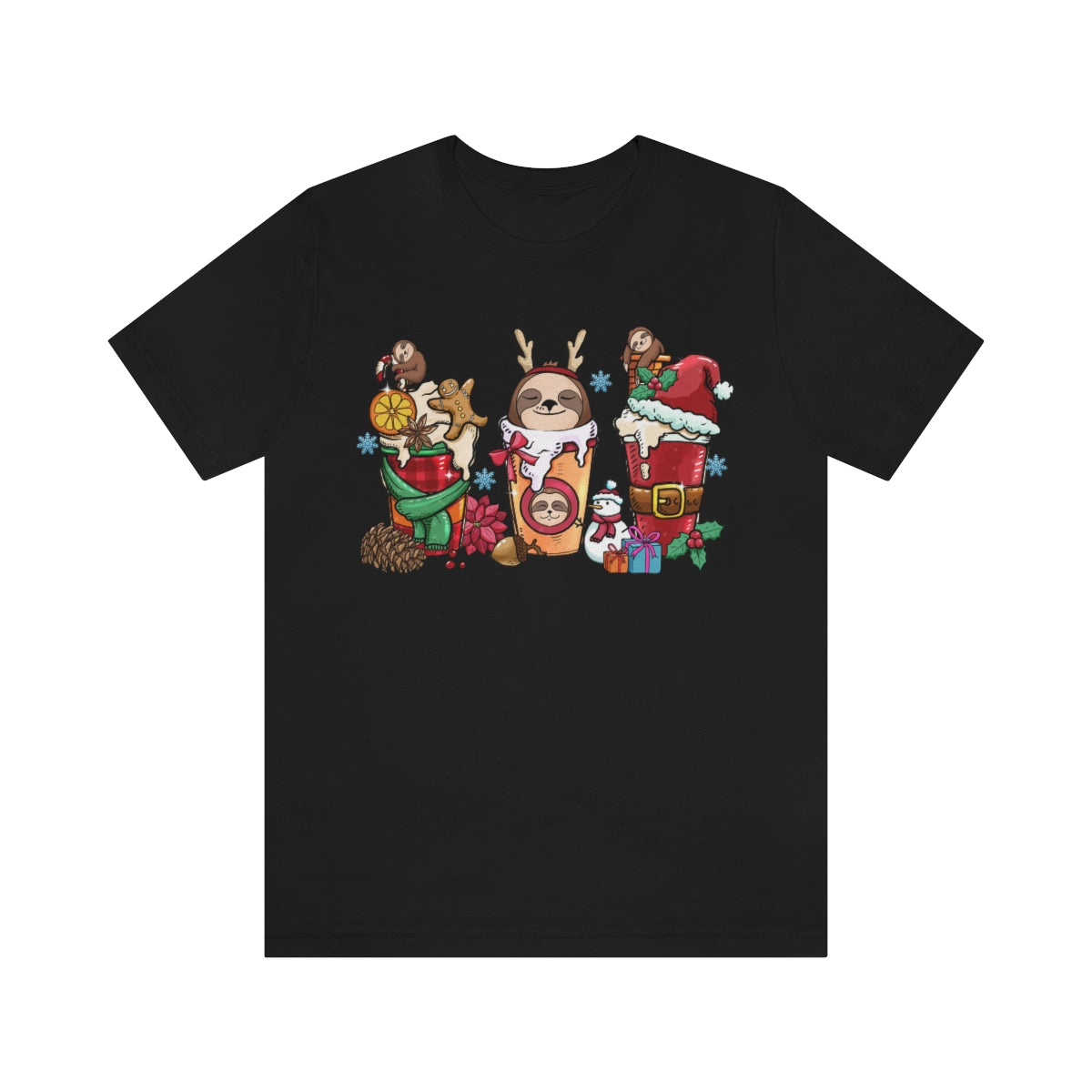 Cute Sloth Christmas Coffee Cup Xmas Tshirt