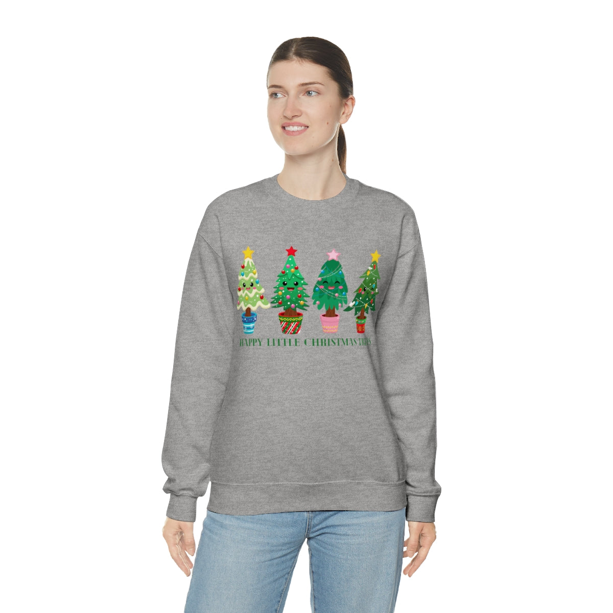 Happy Little Christmas Trees Xmas Holiday Sweatshirt