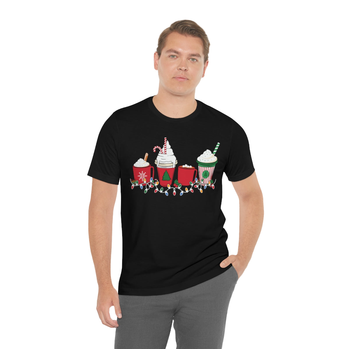 Starbucks Themed Peppermint Coffee Cups Christmas Holiday Tshirt