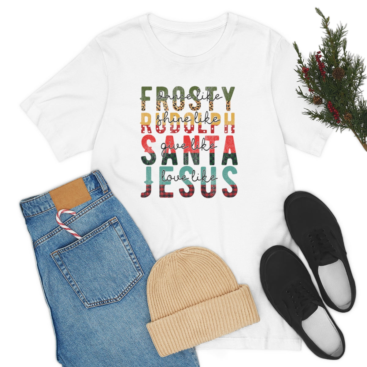 Frosty Rudolph Santa Jesus Christmas Tshirt