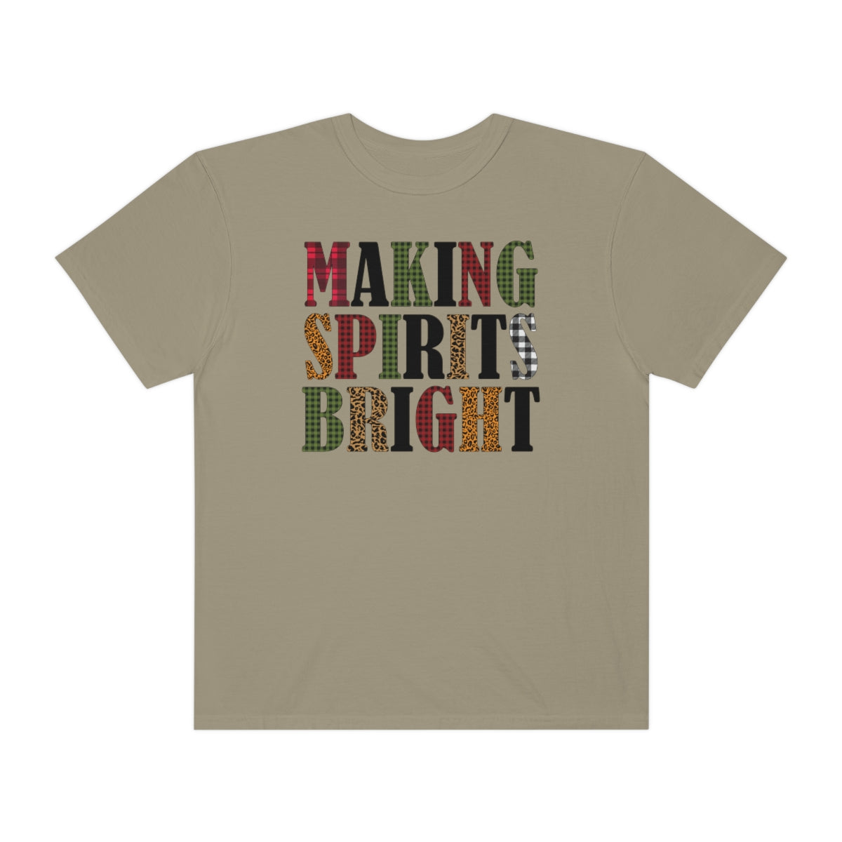 Making Spirits Bright Plaid Leopard Print Christmas Tshirt