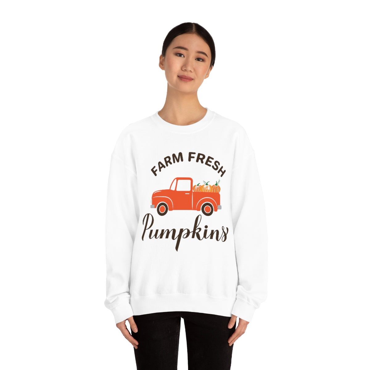 Farm Fresh Pumpkin Sweatshirt, Halloween Crewneck Sweatshirt, Halloween Sweater, Spooky Season, Fall Theme on Unisex Heavy Blend™ Crewneck Sweatshirt