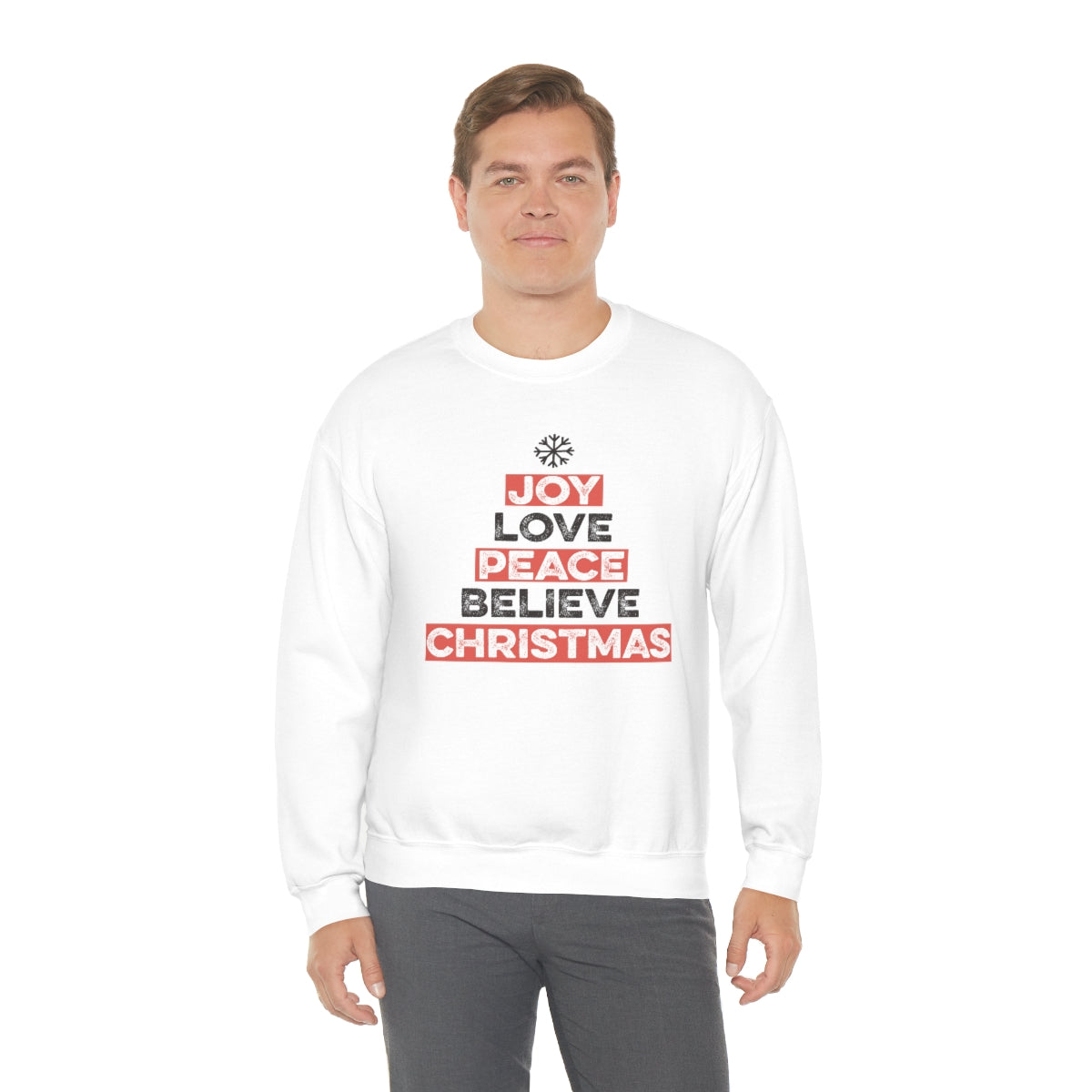 Joy Peace Believe Christmas Snowflake Xmas Holiday Sweatshirt