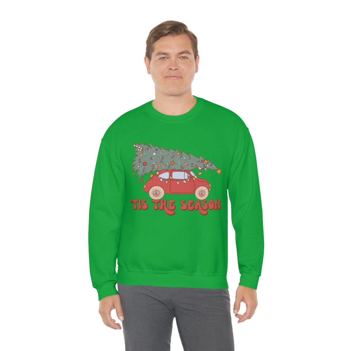 Tis the Season Groovy VW Bug Christmas Xmas Holiday Sweatshirt