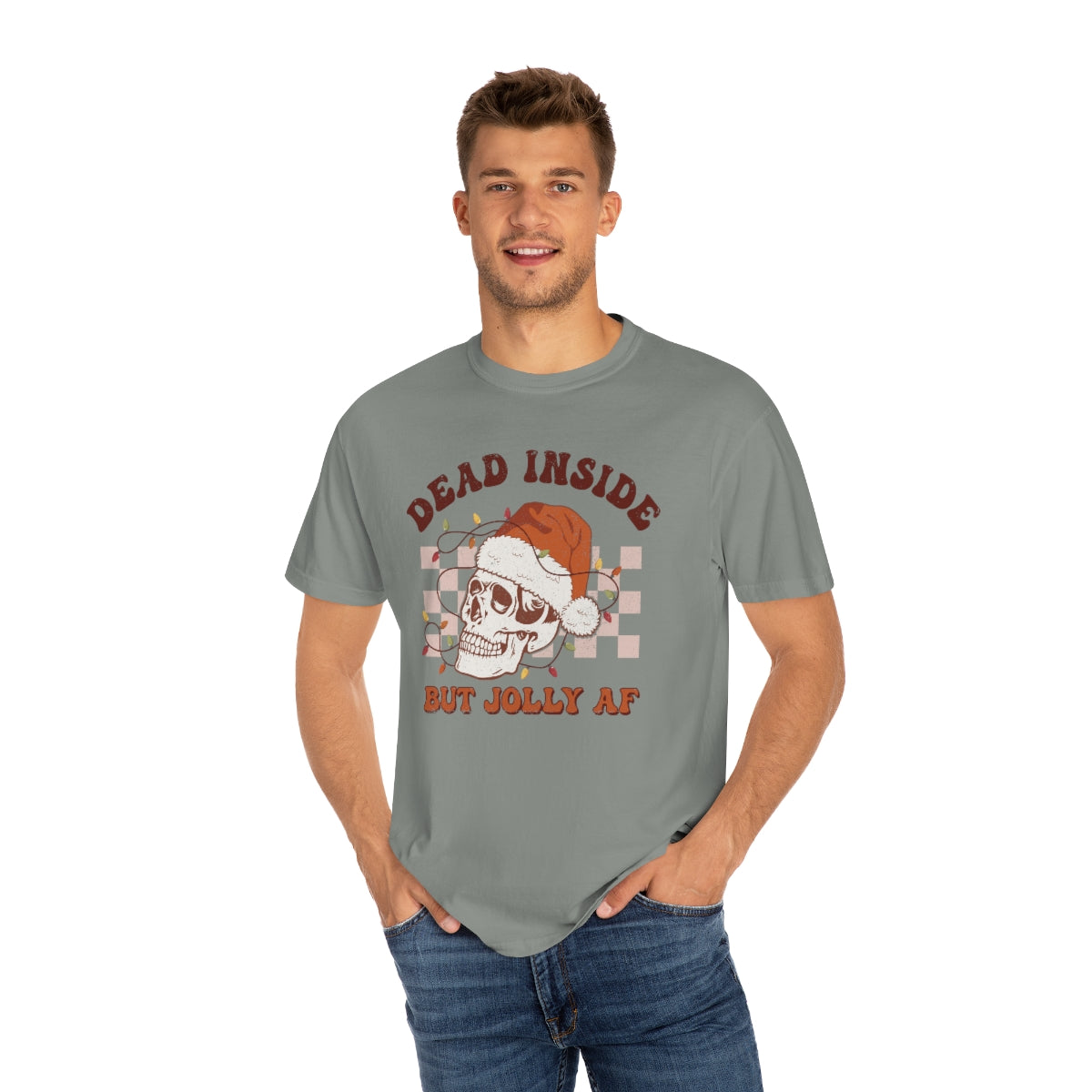 Dead Inside But Jolly AF Shirt Dead Inside Skeleton Funny Christmas Tshirt