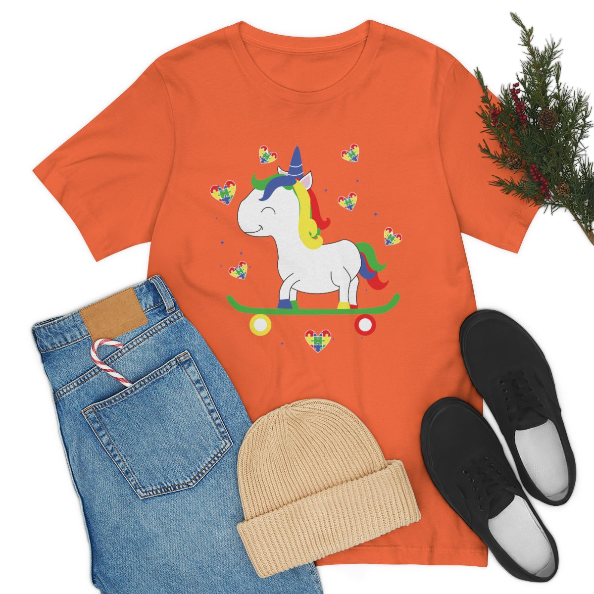 Cute Skateboarding Unicorn Autism Awareness Tshirt