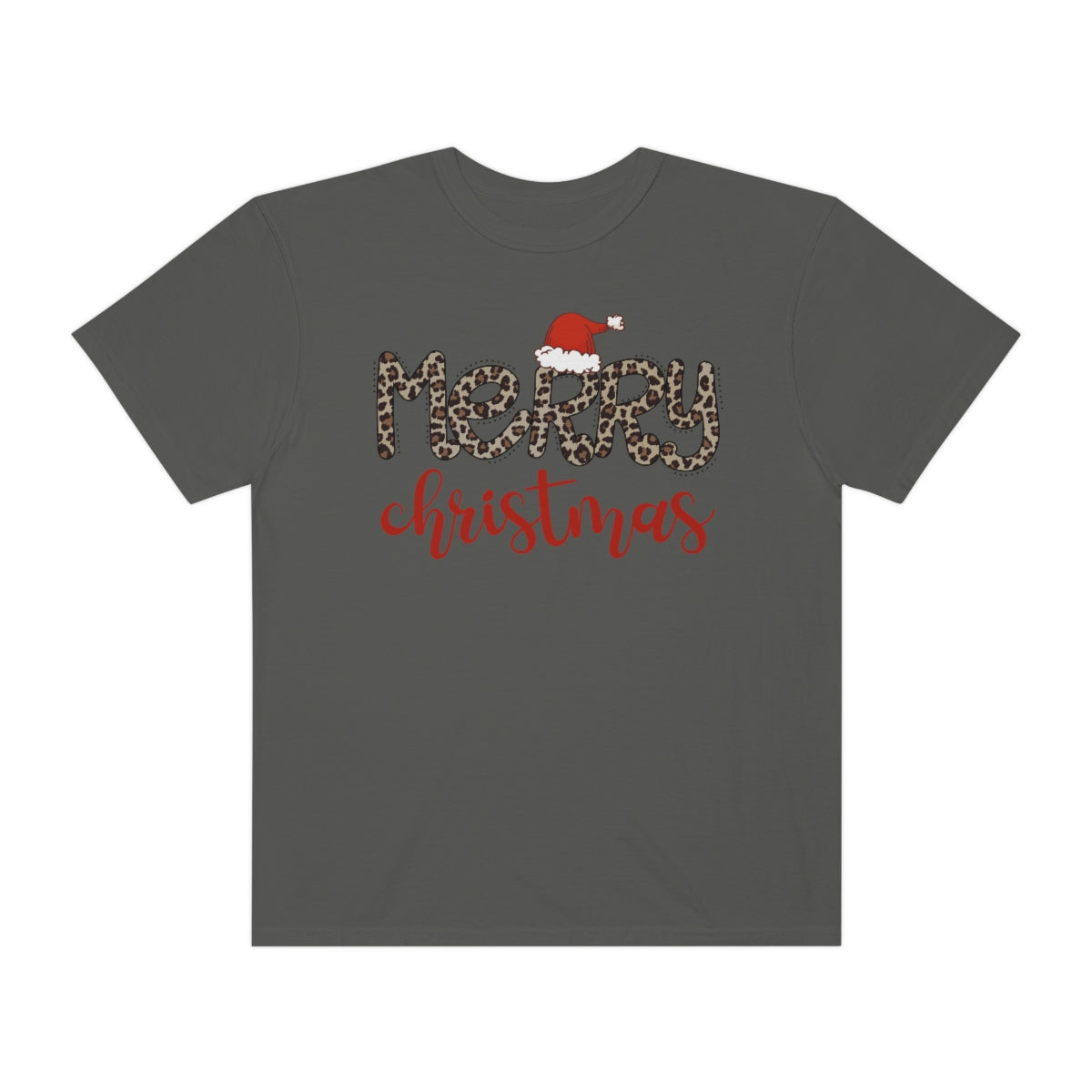 Merry Christmas Leopard Santa Hat Christmas Tshirt