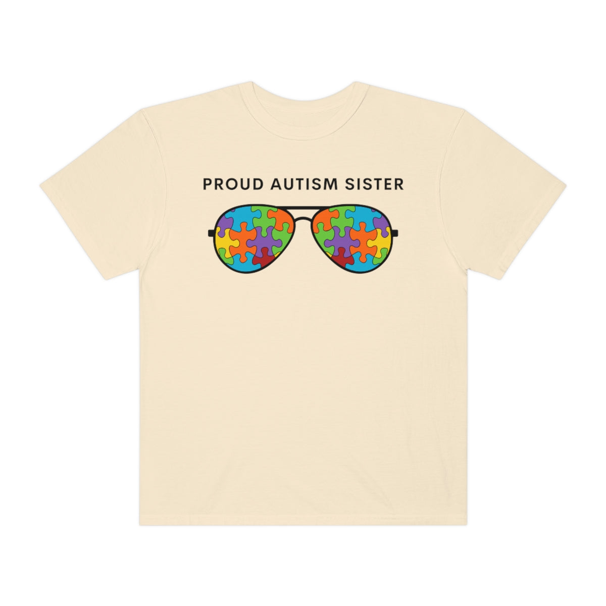 Proud Autism Sister Sunglasses Puzzle Pieces Autism Awareness Tshirt