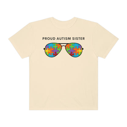 Proud Autism Sister Sunglasses Puzzle Pieces Autism Awareness Tshirt