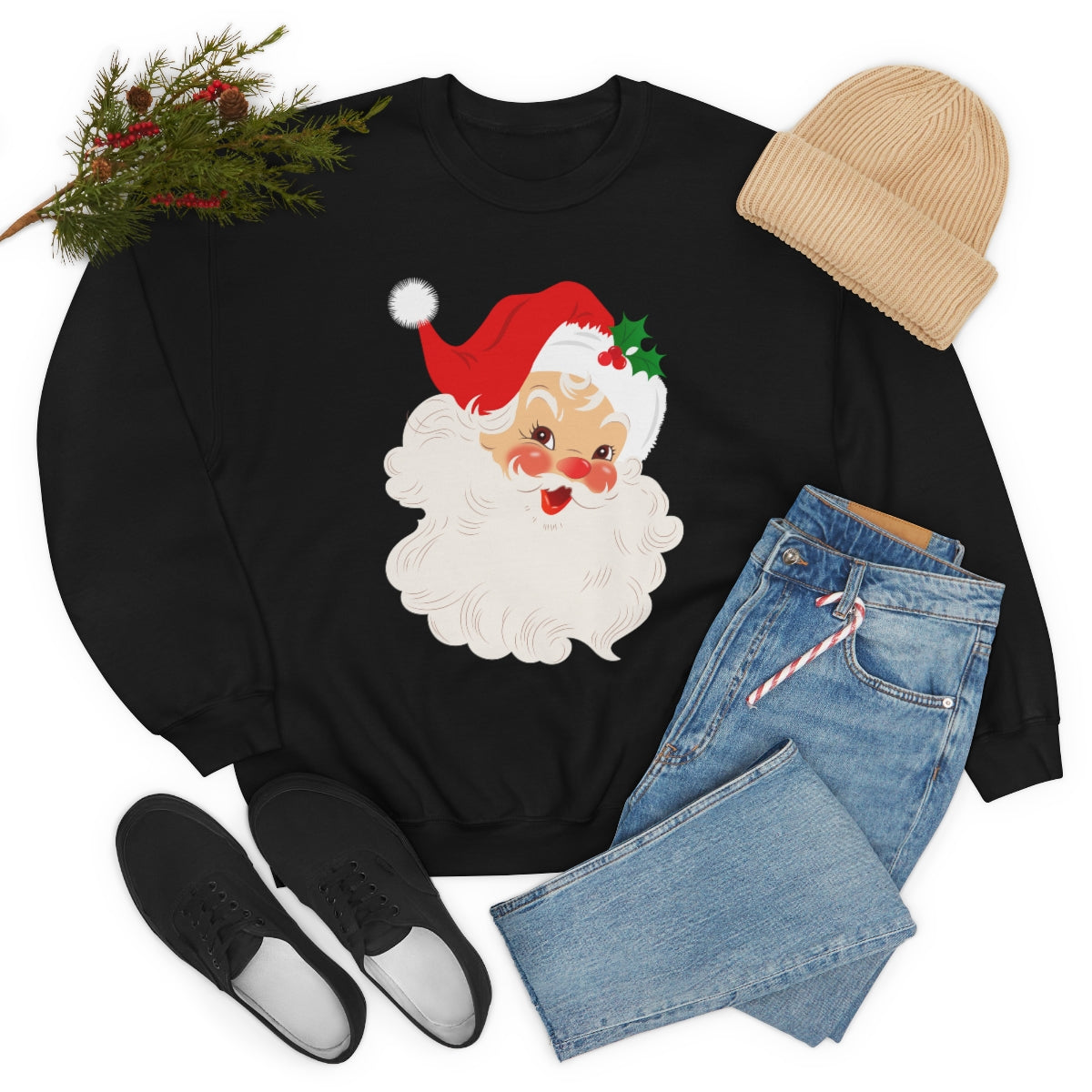 Cute Retro Vintage Classic Santa Kris Kringle Christmas Sweatshirt