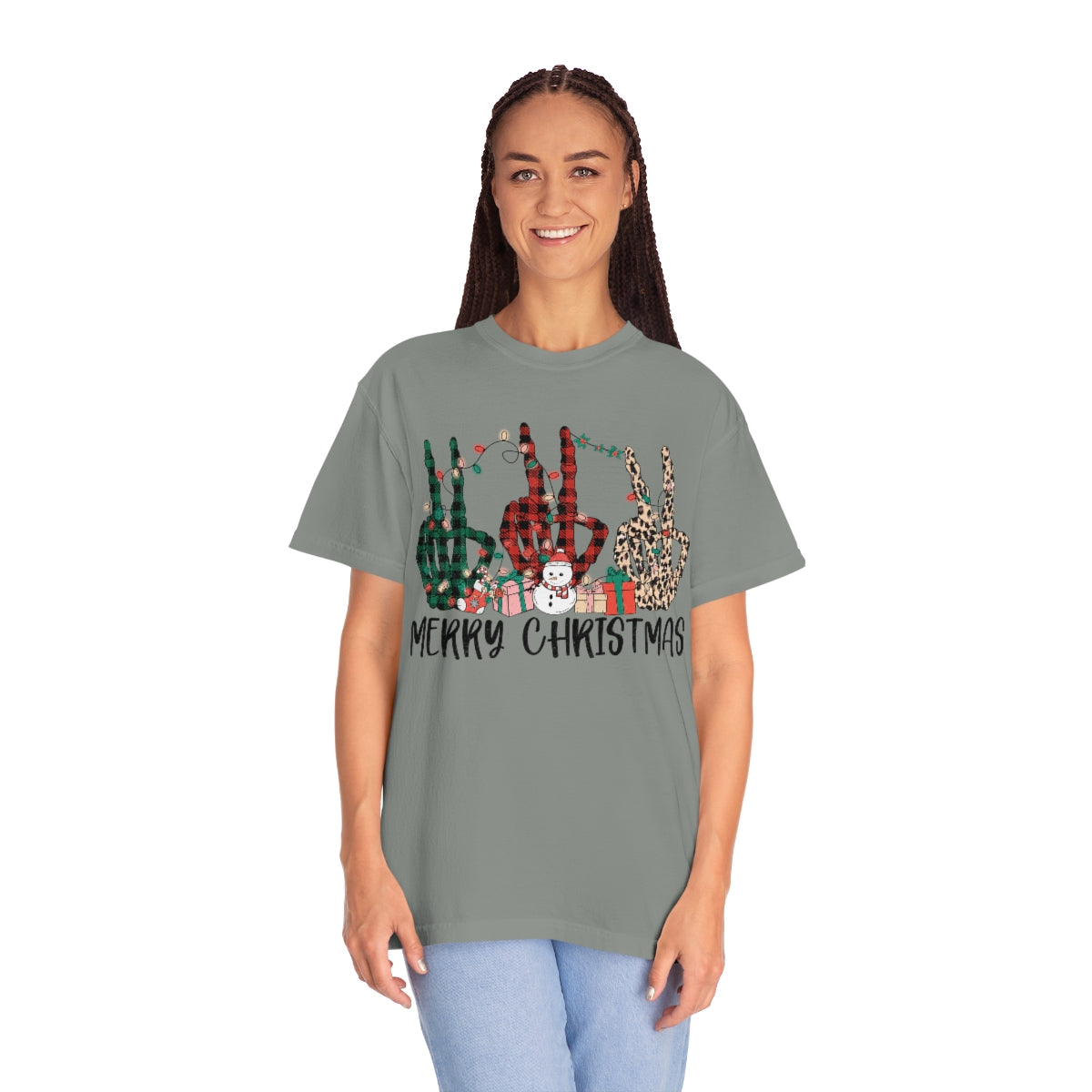 Triple Peace Sign Skeleton Merry Christmas Holiday Tshirt