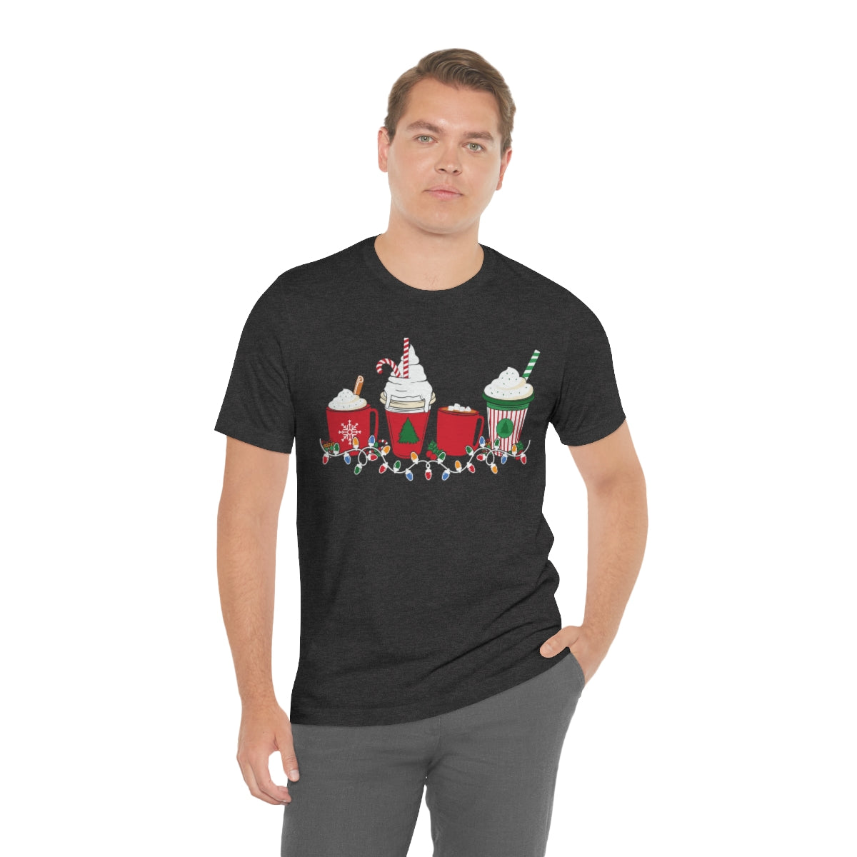 Starbucks Themed Peppermint Coffee Cups Christmas Holiday Tshirt