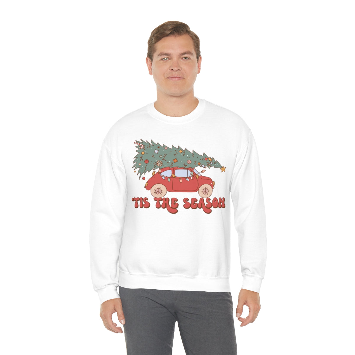 Tis the Season Groovy VW Bug Christmas Xmas Holiday Sweatshirt