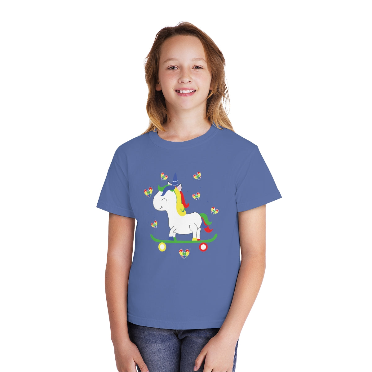 Autism Unicorn Skateboarding Youth Midweight Tshirt