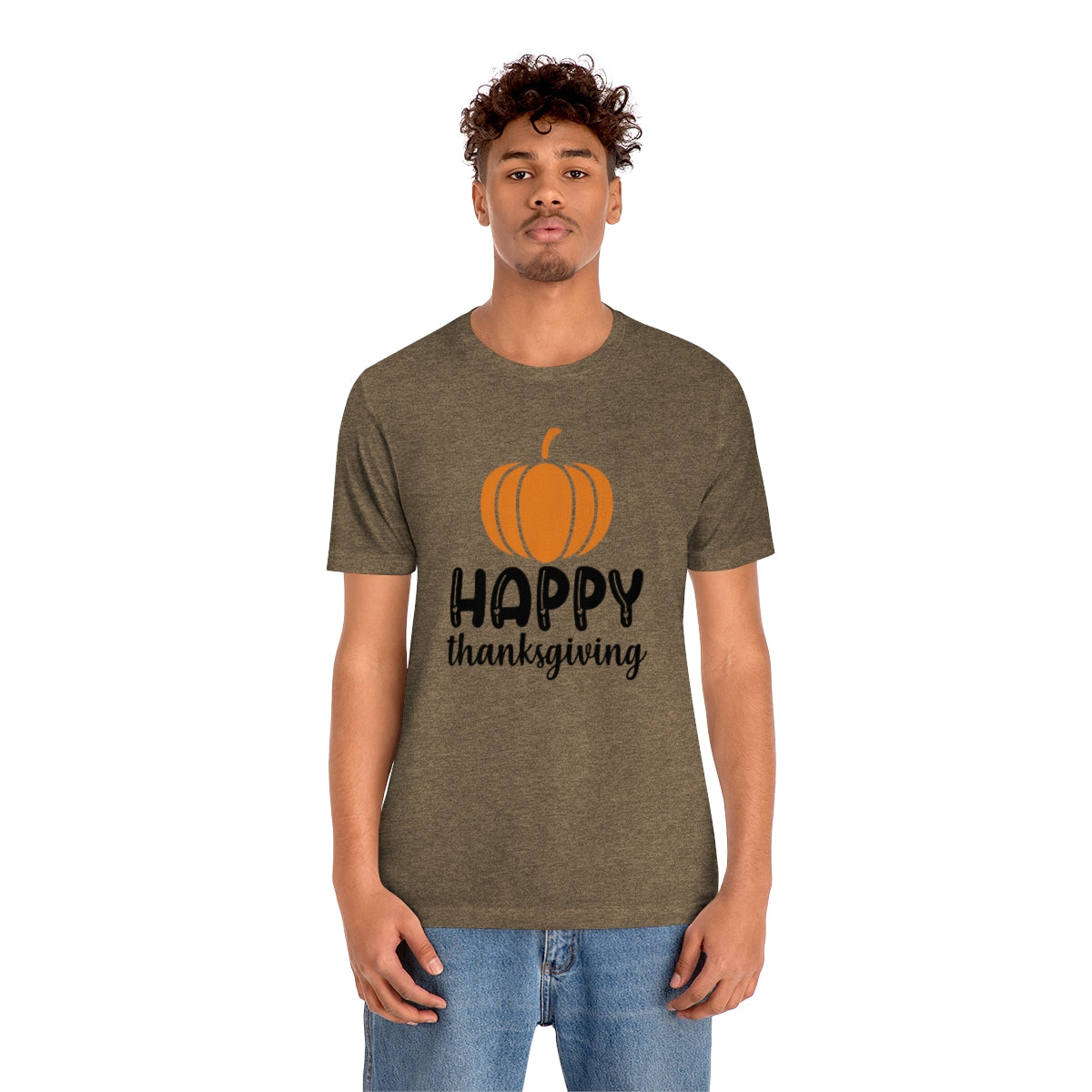 Happy Thanksgiving Pumpkin Tshirt Design | Thanksgiving TShirt | Thanksgiving T-Shirt | Thanksgiving Teeshirt Design on Unisex Jersey Short Sleeve Tee