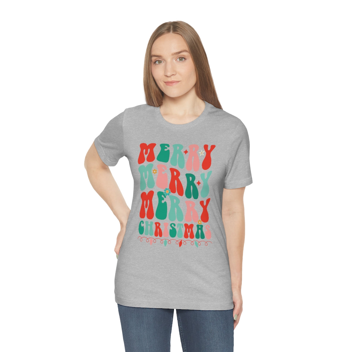 Retro Merry Merry Merry Christmas Xmas Holiday Tshirt