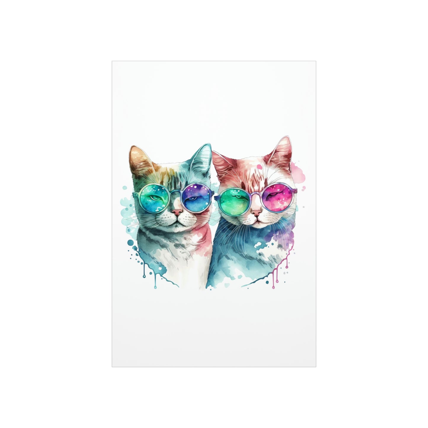 Cute Cat Couple Valentines Gift for Her Premium Matte Vertical Poster