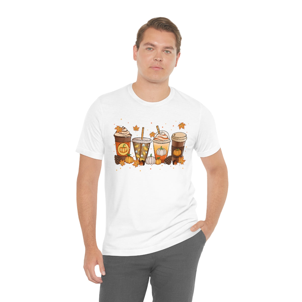 Fall Coffee Shirt Pumpkin Spice Coffee Design Short Sleeve Tshirt