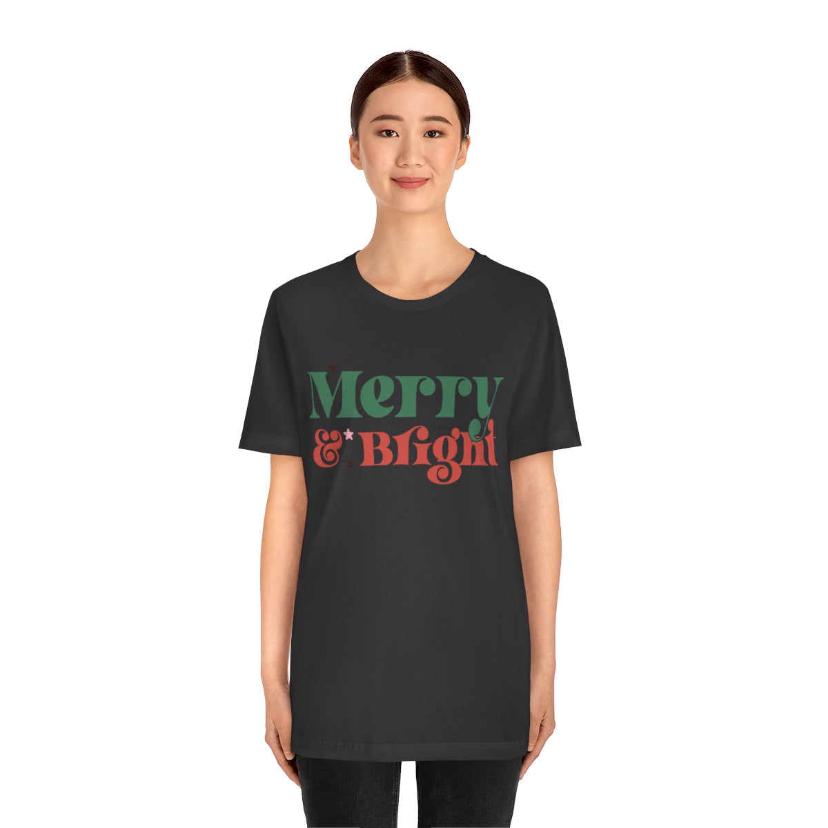 Retro Merry & Bright Vintage Style Christmas Xmas Holiday Tshirt