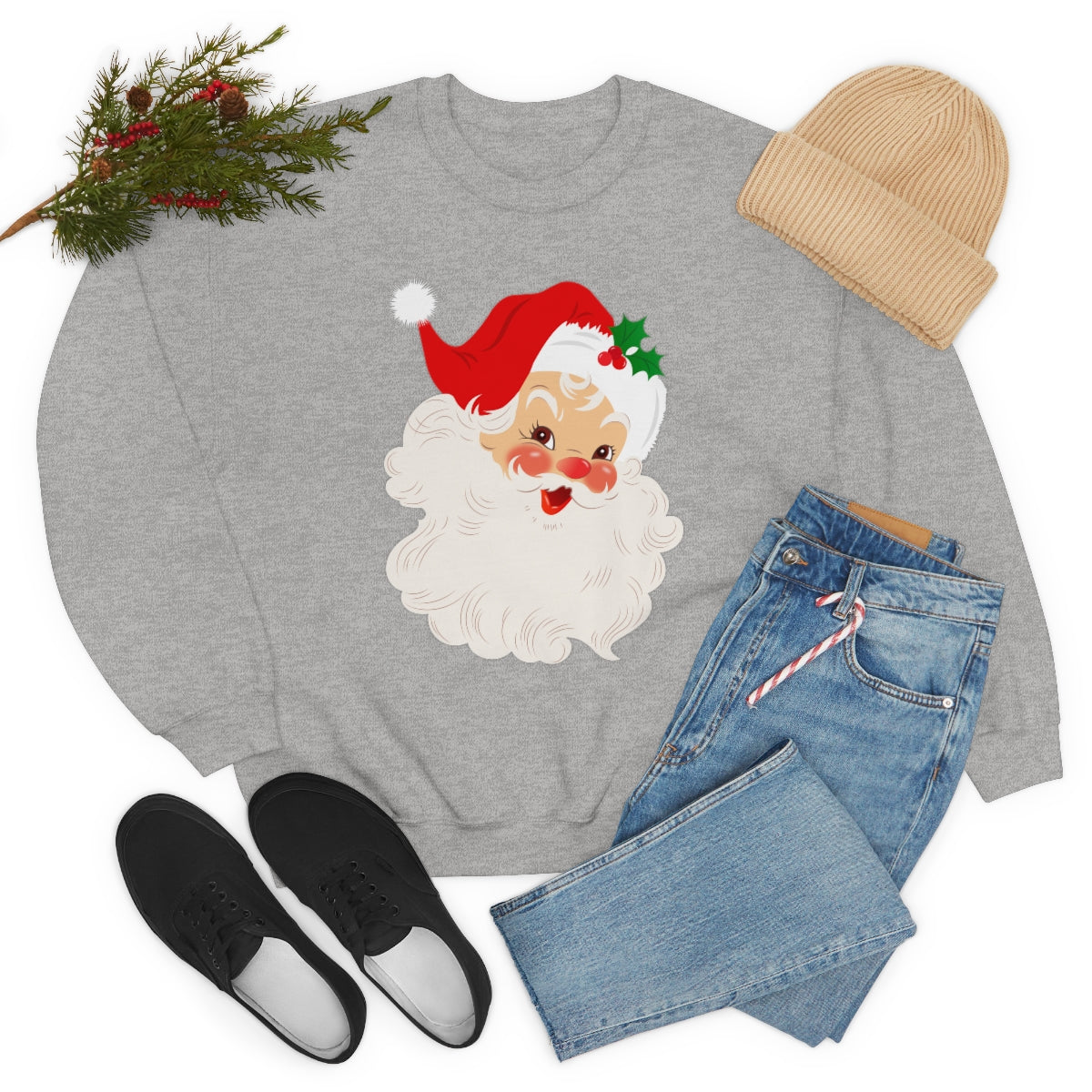 Cute Retro Vintage Classic Santa Kris Kringle Christmas Sweatshirt