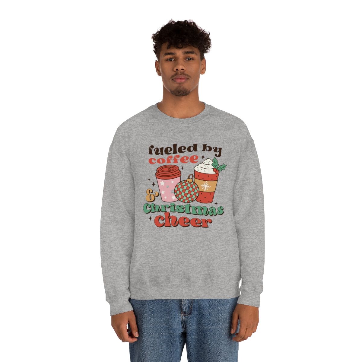 Fueled by Coffee and Christmas Cheer Xmas Holiday Sweatshirt