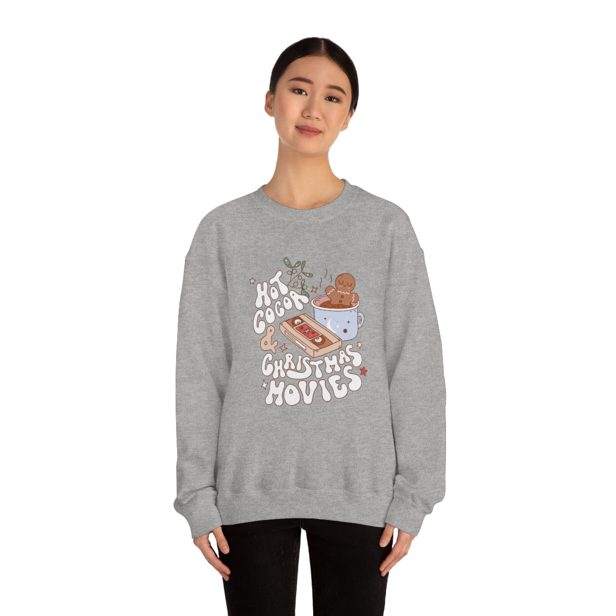 Hot Cocoa & Christmas Movies Retro Style Sweatshirt