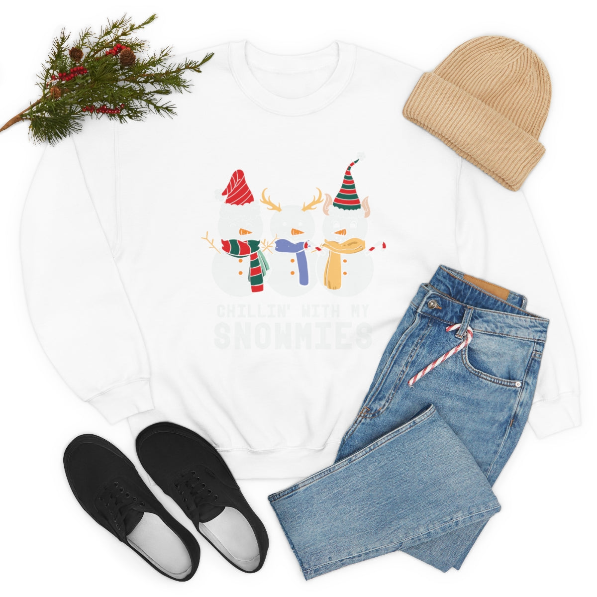 Chillin With My Snowmies Cute Snowman Christmas Sweatshirt