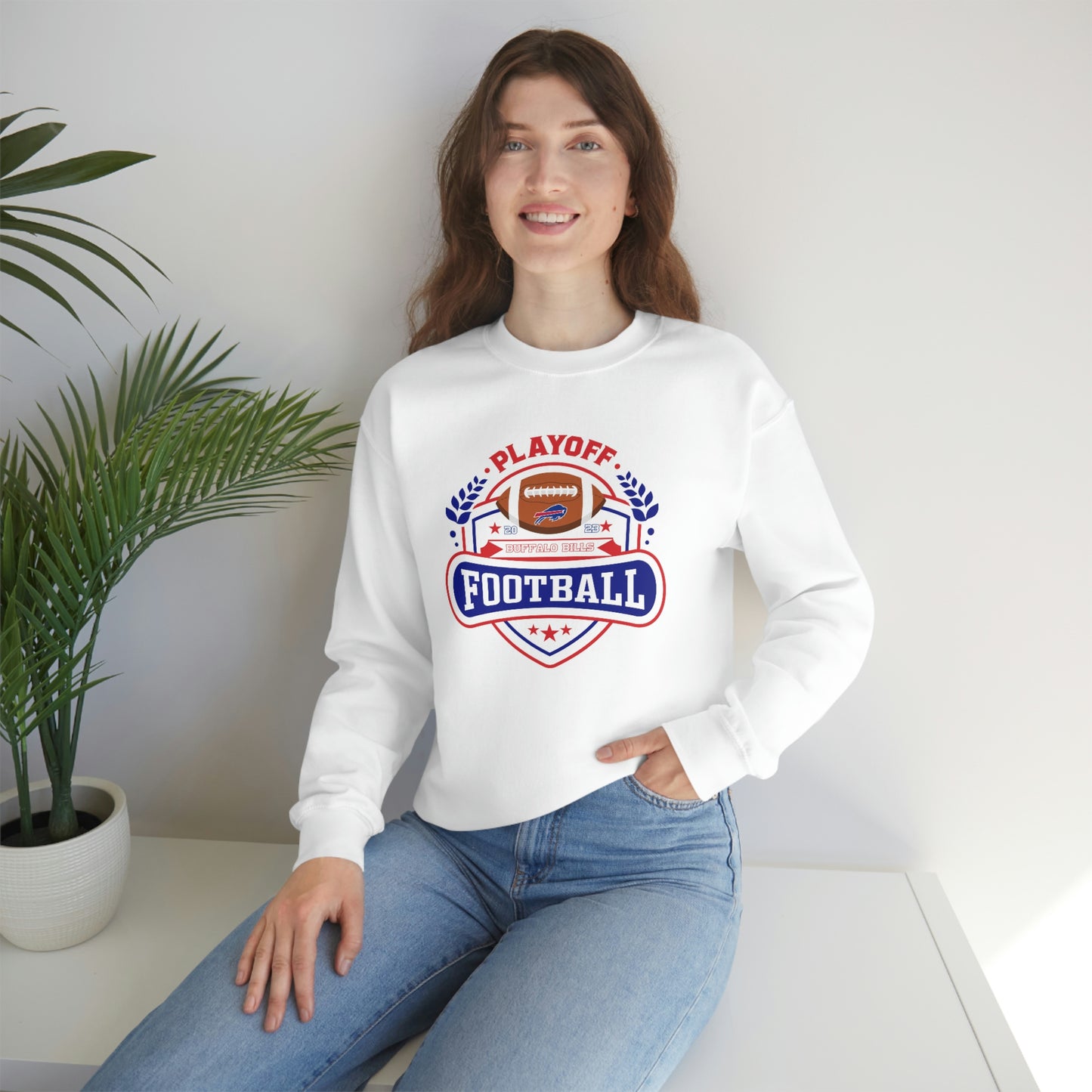 2023 Bufalo Football Playoffs Buffalo Bills Logo Crewneck Sweatshirt