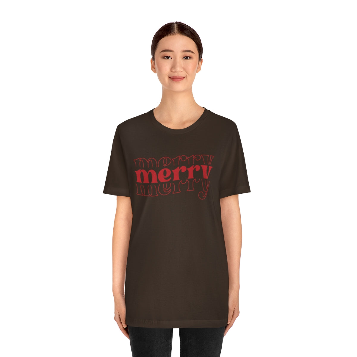 Merry Merry Merry Red Cute Christmas Holiday Tshirt