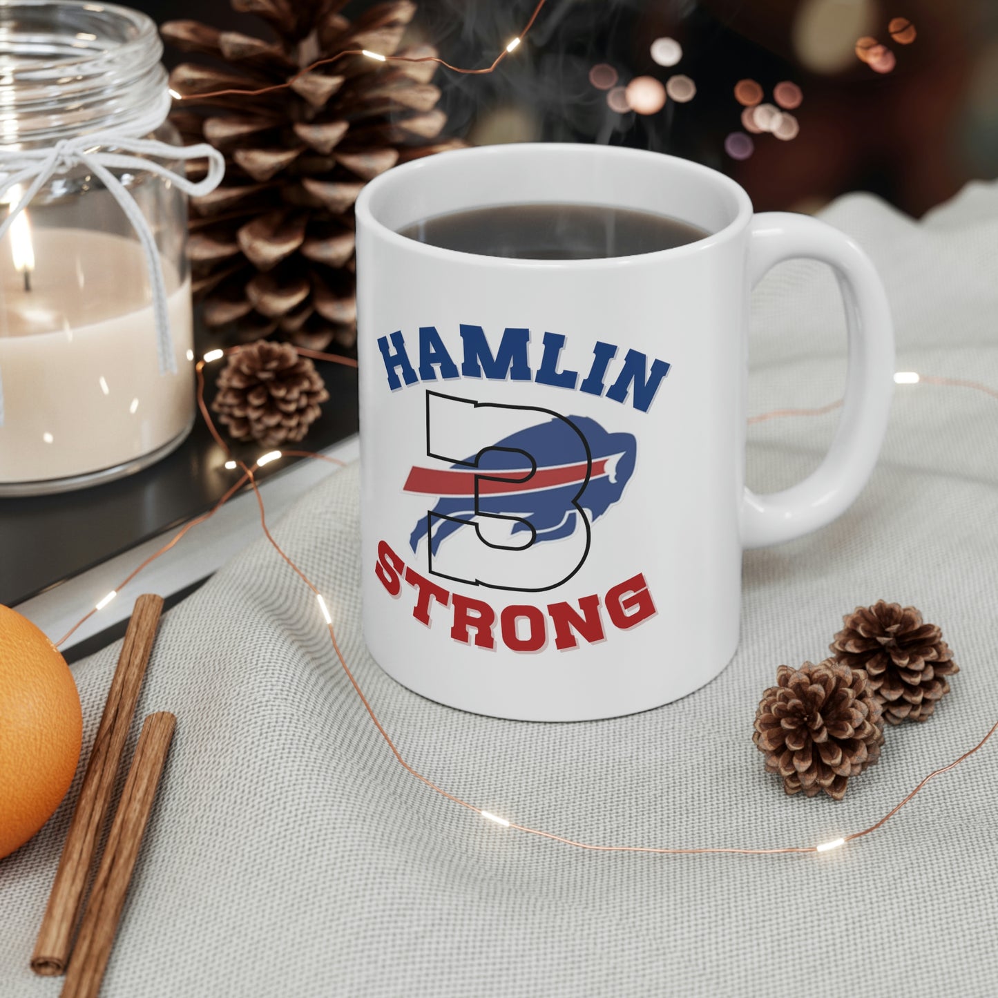 Hamlin Strong #3 Buffalo Bills Logo Damar Hamlin Support Ceramic Mug 11oz