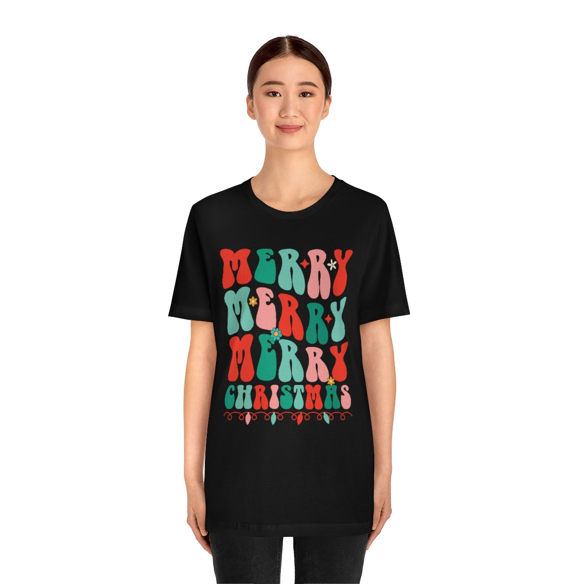 Retro Merry Merry Merry Christmas Xmas Holiday Tshirt